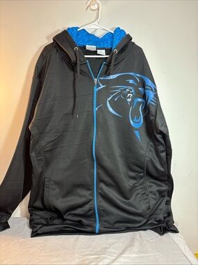 Carolina Panthers Black & Blue Full-Zip Hoodie Jacket size 2XT. 805